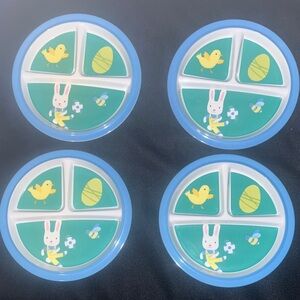 4 NWOT Boy Divided Easter Plates By Target